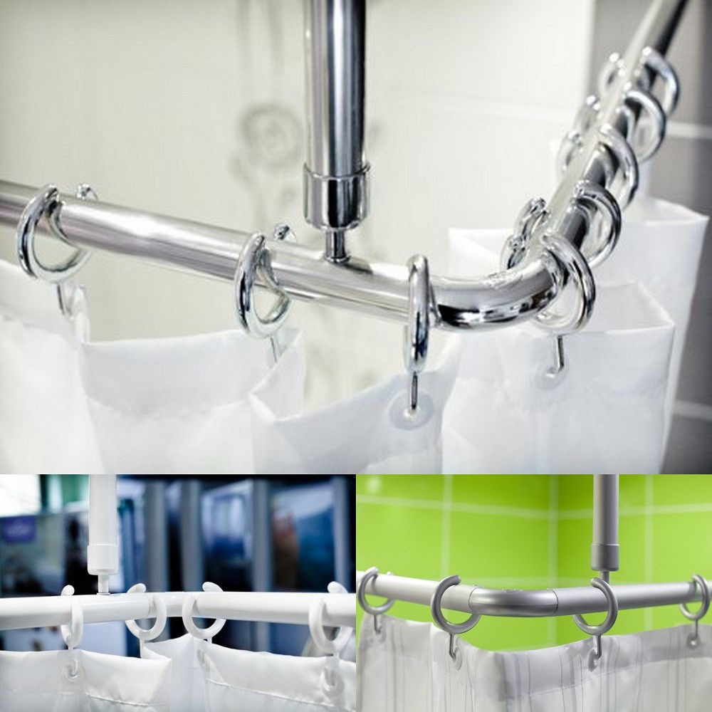 ALU RING RUND STANGE Weiß Ø 80 cm DUSCHVORHANGSTANGE WINKELSTANGE DUSCHVORHANG